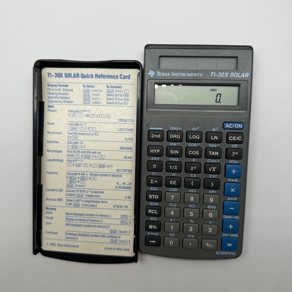 Texas Instruments TI-30X Solar Scientific Calculator with Cover and Ref Card